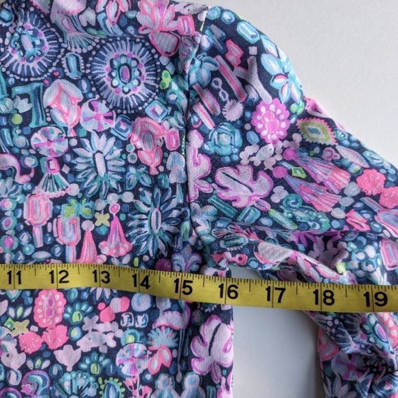Lilly Pulitzer Mini Kamala Abstract Floral Crew Neck Sweatshirt Pink Blue sz 14 - Picture 3 of 6